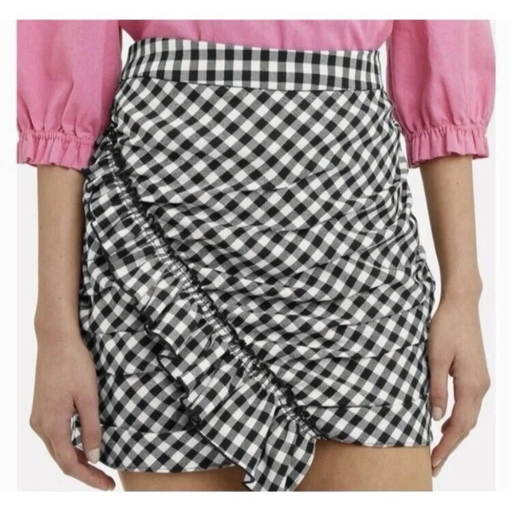 Derek Lam 10 Crosby Gingham Ruffled Checkered skirt XS - Picture 1 of 4